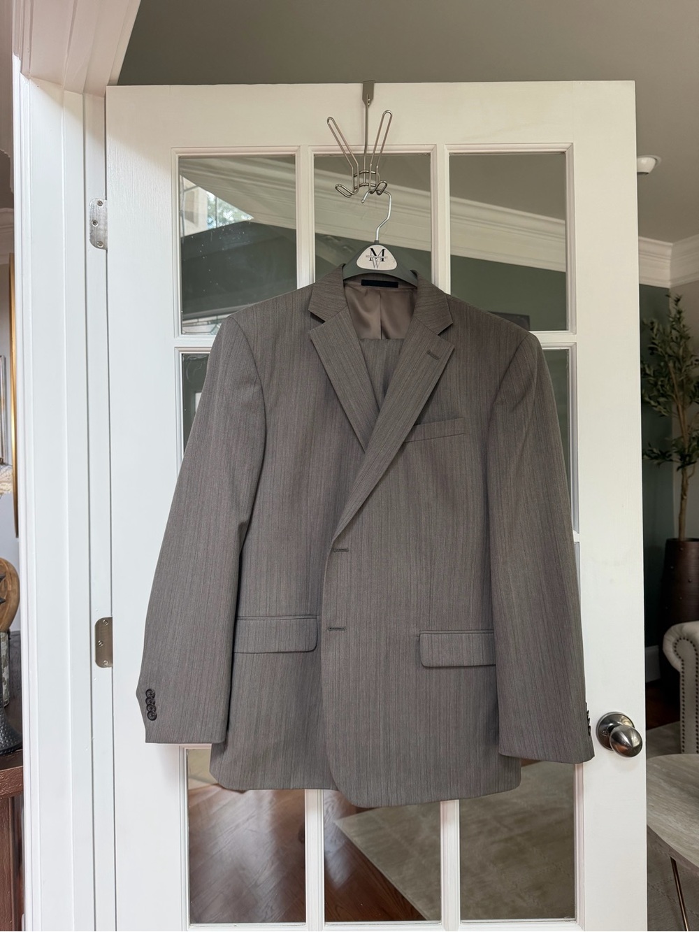 Geoffrey Beene Men's Gray Pinstripe Suit Jacket